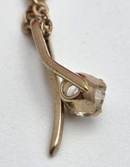 Vtg. Amway Gold Tone Abstract Crystal Pendant Necklace Dainty Minimalist 15.5 in