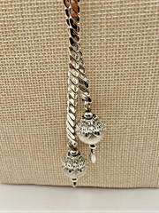 Vintage MONET Victoria Silver Tone Slider Pendant Omega Tie Lariat Necklace