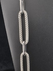 Graziano Signed Chunky Silver Tone Chain Necklace Mixed Link Statement 36″ – 39″