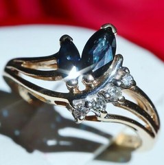 14k yellow gold size 4 ring 0.42ct natural, treated sapphire diamond 2.50g N363K