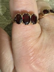 Vintage Art Deco Almandine Garnet Ring From London 9 CT Yellow Gold Size 7