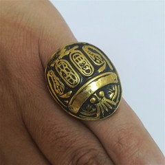 Handmade Egyptian jewelry: brass scarab ring, free size, artisanal elegance ,