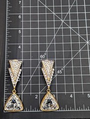 Amazing Statement Clear Crystal Dangle Drop Gold Tone Runway Clip On Earrings 3″