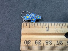 2.79g Vintage Sterling Silver 925 Blue Yellow Flower Drop Dangle Earrings