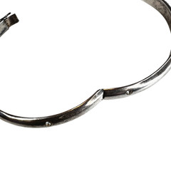 Vintage 925 Sterling Silver Hinged Bangle Bracelet Flush Set Crystal Accent