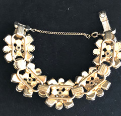 VINTAGE JULIANA AB RHINESTONES /GOLD TONE 5 LINK BRACELET AND EARRINGS SET