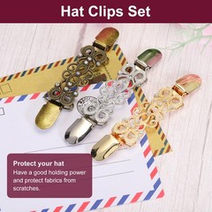 4PCS Hat Clips for Travel, Alloy Retro Cardigan Clip, Bronze