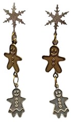 Susan Richardson vintage earrings dangle mixed metals gingerbread snowflakes