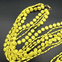 Extra Long Yellow Bead Necklace Bright Vibrant Colorful Bold 56 In Vintage