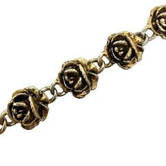 Vintage Gold Tone Dimensional Rose Link Bracelet￼ Fold Over Clasp