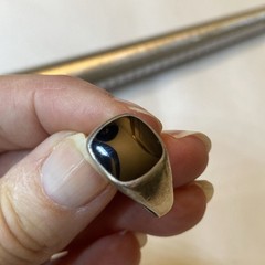 Vintage Sterling Silver And Black Onyx Modernist Stackable Ring 925