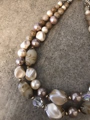 Vintage Coro Creamy Beige Gold Tones Painted Faux Pearls 2 Strand Necklace
