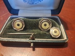 Antique Victorian Cufflinks & Stick Pin Jewelry Set Krumrich and Konrad Oshkosh