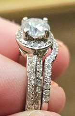Beautiful Vintage 14k White Gold Diamond Wedding Set. Size 5.75-6.