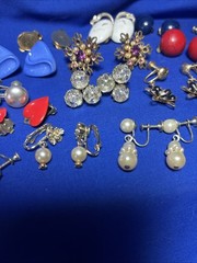 Vintage Lot Clip /Screwback Earrings Dangle Drop Huggie Crystal Pearl L26