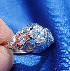 Original EARTH MINED DIAMOND art DECO Engagement Ring Vintage PLATINUM Solitaire
