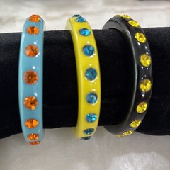Vintage Juicy Couture Resin Bangle Bracelets With Rhinestones Lot Of 3