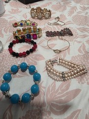 Vintage Multicolor Beaded, Bangle, Cuff, Chain, Charm Bracelets Lot