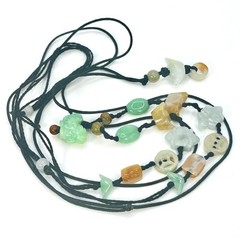 Multi Color Carved Jade Fetish Necklaces Lot Of 2 Pcs Adjustable Length Cord