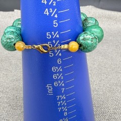 Vintage African Turquoise Necklace Bracelet Jewelry Set Large Heavy Chunky Boho