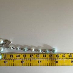 Vintage Triple Strand Faux Pearl Necklace Aqua Blue Beaded 50s Japan