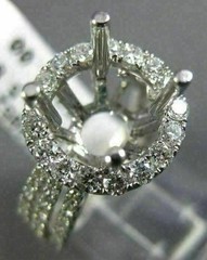 ESTATE LARGE 1.52CT DIAMOND 14KT WHITE GOLD 3D HALO SEMI MOUNT ENGAGEMENT RING