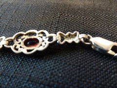 #656–VINTAGE STERLING SILVER HAN-925-BRACELET–6-STONES