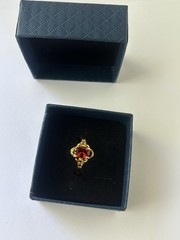Vintage Red Cubic Zirconia Ring Gold Plated Womens Size 9.5