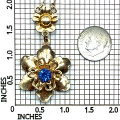 Vintage Barclay 12K Gold Filled Blue Rhinestone Flower Pendant 22 Inch Necklace