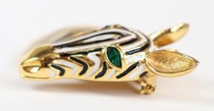 VTG Zebra Head Brooch Pin Gold Tone Black White Enamel Statement Jewelry Africa