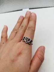Vintage Sterling Silver Crystal Triple Interlocking Open Heart Love Size 7 Ring