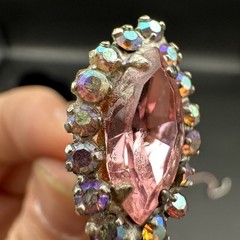 Vintage 1940-1950 WEISS Pink Rhinestone Necklace & Clip-On Earrings Set Jewelry