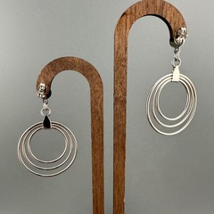 Vintage Drop Hoop Earrings Lot Multi Layered Circle Gold Silver Tone Pierced