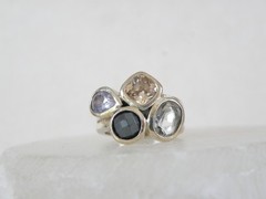 Silpada Sterling Silver CZ Hematite Quartz Wine Flight Ring Size 5