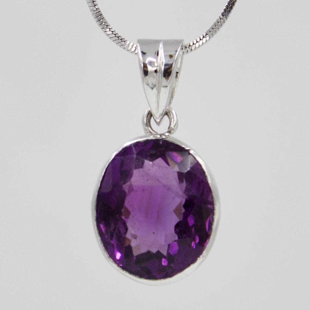 AAA Amethyst 15.8 Ct & 3.20 Ct Minimalist Unisex Pendants in Sterling Silver