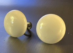 Vintage White Button Twist back Clip On Earrings marked Japan