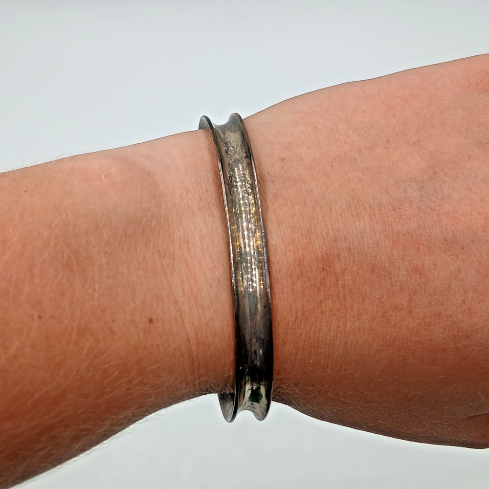 VTG 925 Mexico Cuff Bracelet 2.5in Sterling Silver 15g Channel Rugged Rustic