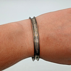 VTG 925 Mexico Cuff Bracelet 2.5in Sterling Silver 15g Channel Rugged Rustic