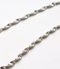 Rhodium Plated Sterling Silver IBB 925 Italy Twisted Chain Bracelet