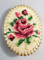 Vintage Brooch Petit Point Rose Gold Tone