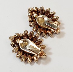 Vintage Pink Red Rhinestone Layered Schreiner Style Earrings