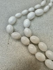 VTG 1960s Trifari 28” White Acrylic Graduated Bead Necklace