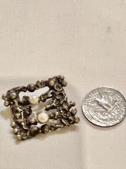 Vintage Mcm Brutalist Sterling Silver Brooch Pin Pendant w Pearls Studio Work
