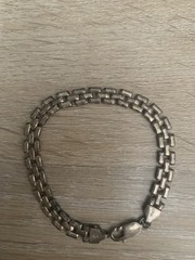 Vintage Italian 925 Sterling Silver Flat Panther Link Bracelet-7 inches Long