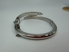 Vintage Bracelet Bypass Rhinestone Baguette Clear Silvertone Hinged 6.5 in