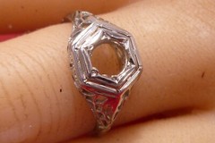 Art Deco Belais Bros Antique Filigree 18k White Gold Ring Wedding Engagement