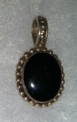 Vintage Silver and Black Onyx Pendant Marked 925 Thailand