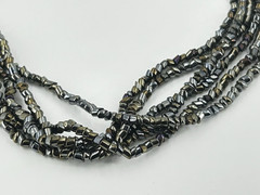 Black Hematite Seed Bead Multistrand Necklace 24 Inch
