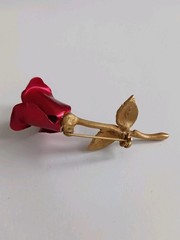 Vintage Avon Rose Brooch Gold Brass Pin 1980s 1990s 1970s Costume Jewelery