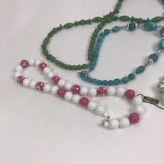 Vtg Necklace Lot Colorful Plastic Bead Mod Hong Kong Strand Retro